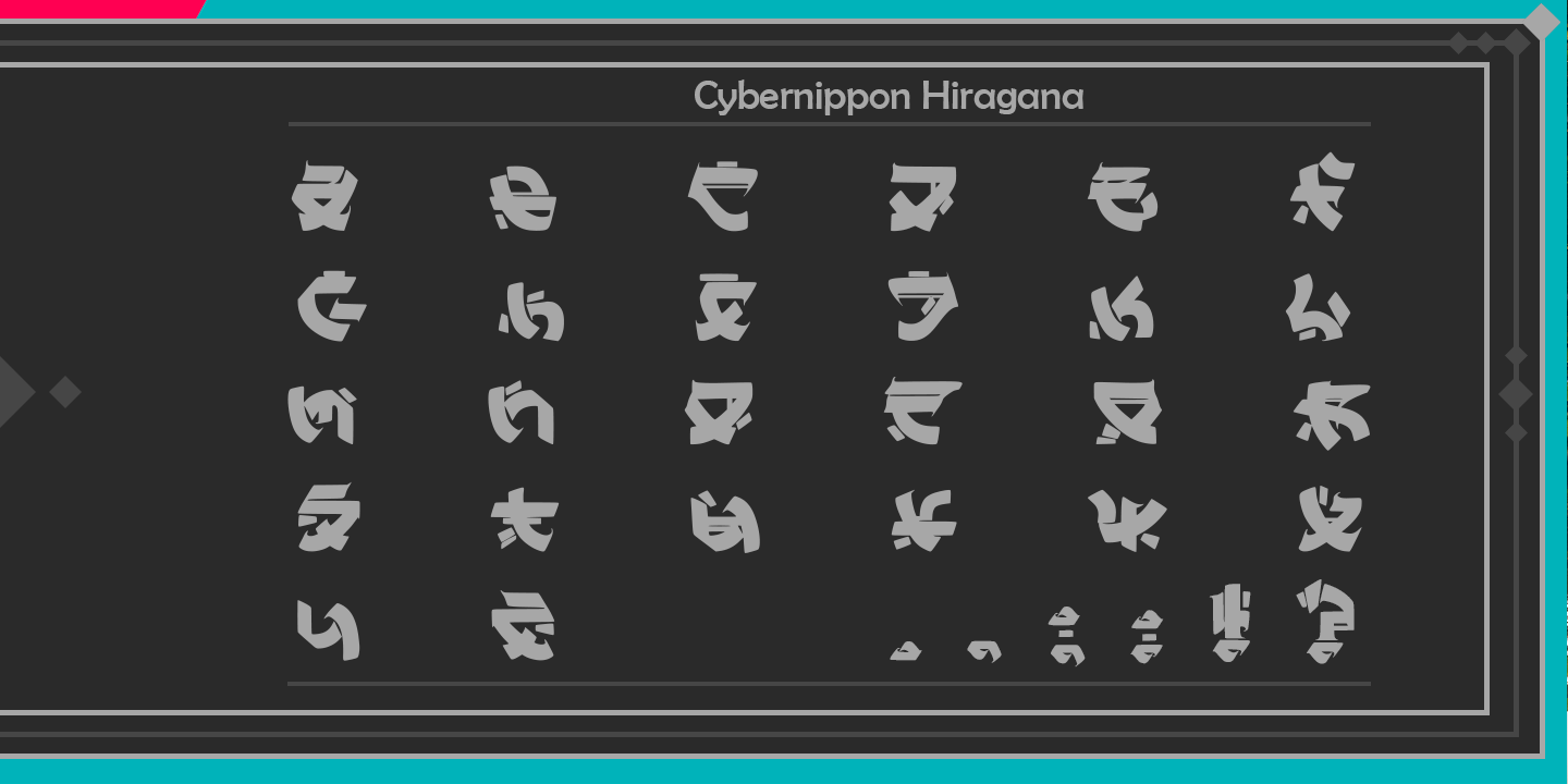 Ejemplo de fuente CyberNippon Katakana